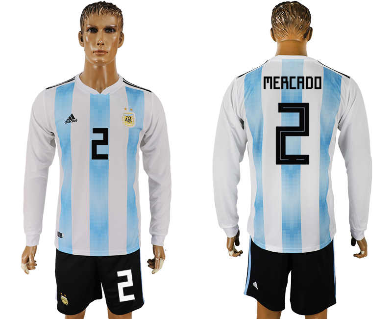 Maillot de foot ARGENTINA LONG SLEEVE SUIT #2 MERCADO  2018 FIFA